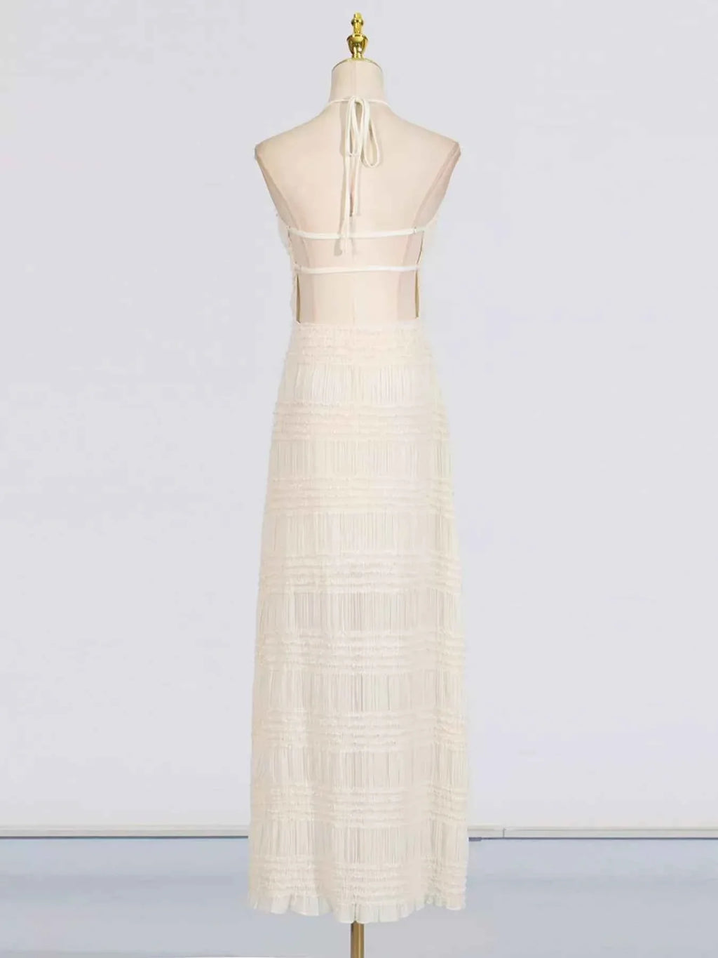 Ruched Halter Neck Maxi Dress