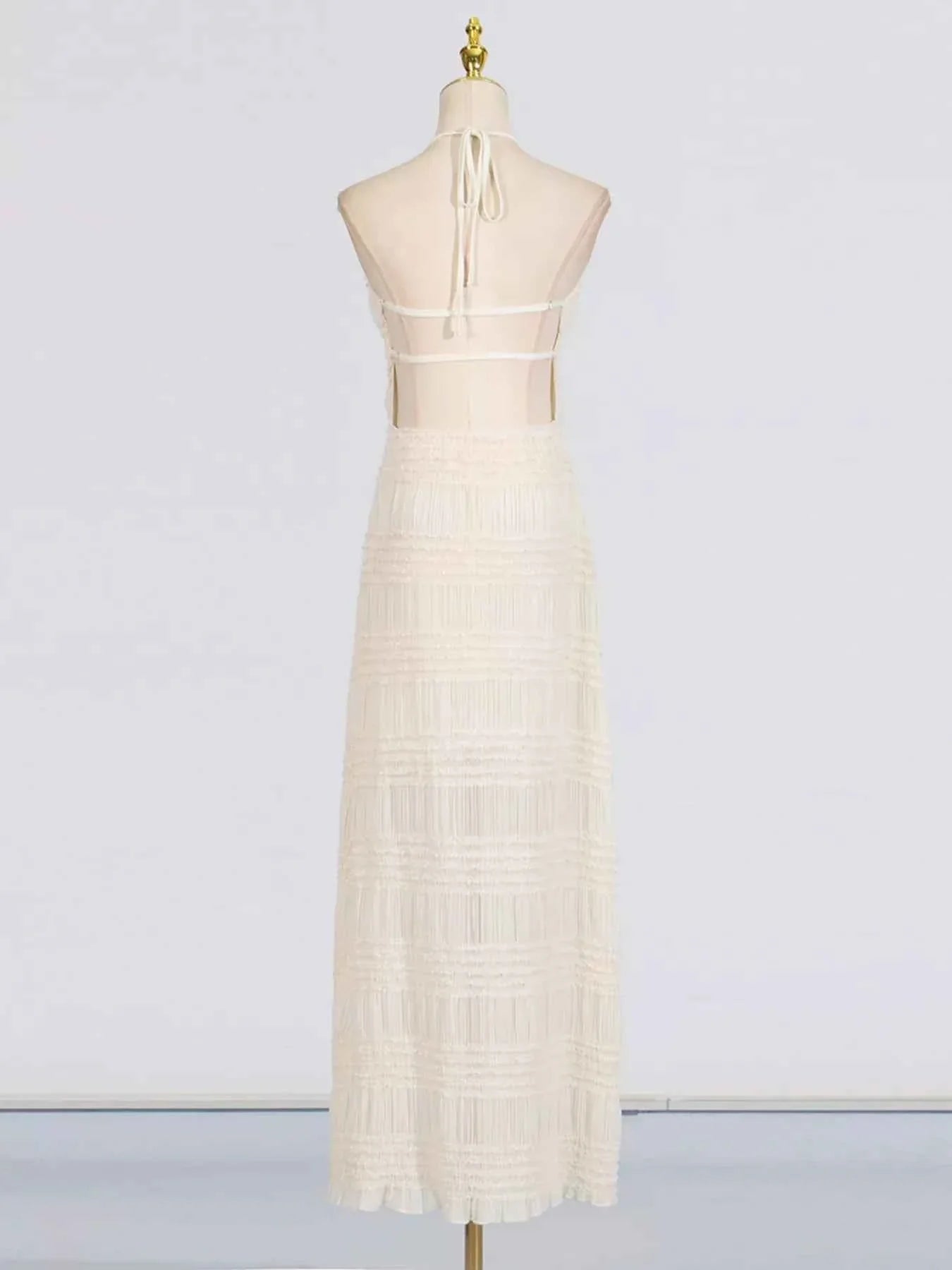 Ruched Halter Neck Maxi Dress